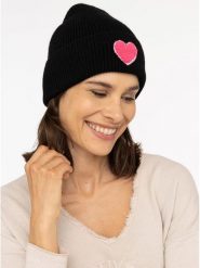 Zwillingsherz Czapka "Heart" w kolorze czarnym rozmiar: onesize. Czarne czapki Zwillingsherz, bez wzorów, z materiału. Za 149.66 zł.
