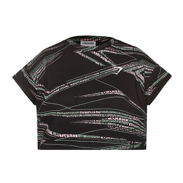 Top treningowy damski Gymshark Zone Graphic Crop. Czarne topy Gymshark, xl, bez wzorów, bez kołnierzyka, bez ramiączek. Za 62.99 zł.