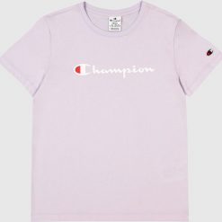 Koszulka sportowa damska Champion SS Tee. Czerwone koszulki sportowe Champion, bez wzorów, bez ramiączek. Za 95.00 zł.