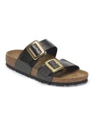 Birkenstock Klapki "Sydney" w kolorze czarnym rozmiar: 40. Czarne klapki Birkenstock, bez wzorów, z otwartym noskiem, bez obcasa. Za 474.38 zł.