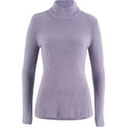 Sweter z golfem w prążek bonprix dymny fioletowy. Swetry marki bonprix. Za 27.99 zł.