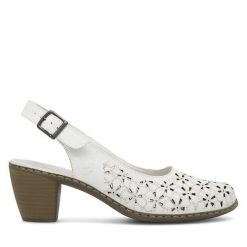 Sandały Rieker. Białe sandały Rieker, bez wzorów, bez obcasa, na słupku, bez zapięcia. Za 259.99 zł.