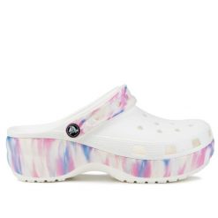 Klapki damskie do chodzenia Crocs CLASSIC PLATFORM DREAM. Białe klapki Crocs, bez wzorów, bez obcasa. Za 229.00 zł.