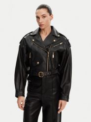 Just Cavalli Kurtka skórzana 78PAVP05 CP009 Czarny Regular Fit. Czarne kurtki Just Cavalli, bez wzorów, ze skóry, bez kaptura. Za 1,899.00 zł.