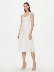 Nissa Sukienka koktajlowa RC14788 Biały Slim Fit. Białe sukienki Nissa, bez wzorów, z syntetyku, wizytowe, bez kołnierzyka, bez ramiączek. Za 1,219.00 zł.