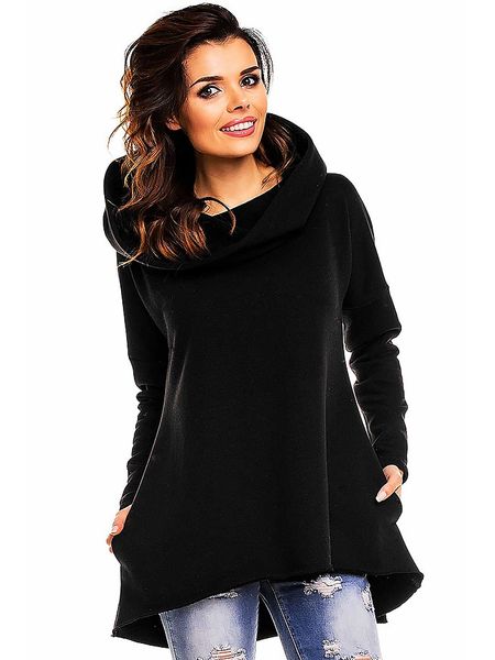 Awama Bluza w kolorze czarnym rozmiar: S/M. Czarne bluzy Awama, m, bez wzorów, z kapturem. Za 109.26 zł.