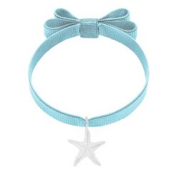 Bransoletka z zawieszką Starfish na błękitnej wstążce. Niebieskie bransoletki Lilou, posrebrzane. Za 148.00 zł.