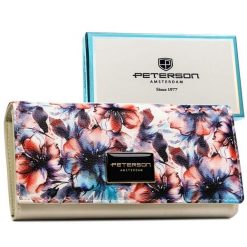 Portfel damski w kwiaty wykonany ze skóry naturalnej i ekologicznej PTN PX27-PF2 Peterson. Portfele Peterson, bez wzorów, ze skóry. Za 124.99 zł.
