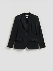 Lniana marynarka - czarny. Czarne marynarki i żakiety Reserved, l, bez wzorów. Za 399.99 zł.