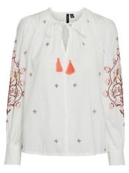 Vero Moda Bluzka w kolorze białym rozmiar: S. Białe bluzki Vero Moda, s, bez wzorów, z bawełny, bez kołnierzyka, bez ramiączek. Za 79.21 zł.