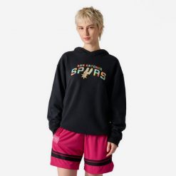 Bluza do koszykówki z kapturem unisex NBA Spurs. Czarne bluzy KIPSTA, l, bez wzorów, z bawełny, z kapturem. Za 149.99 zł.