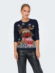 ONLY Sweter w kolorze granatowo-brązowym rozmiar: L. Brązowe swetry Only, l, z aplikacjami, ze splotem, bez ramiączek. Za 74.81 zł.