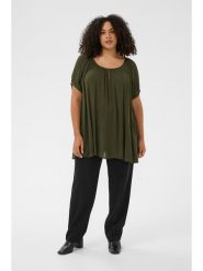 KAFFE curve Bluzka w kolorze ciemnozielonym rozmiar: 52. Zielone bluzki KAFFE curve, bez wzorów, z wiskozy, bez kołnierzyka, bez ramiączek. Za 82.99 zł.