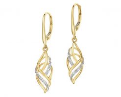 Kolczyki z żółtego złota z diamentami - 0,03 ct - próba 585. Żółte kolczyki Apart, z diamentem, złote. Za 4,890.00 zł.