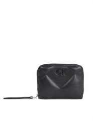 Calvin Klein Duży Portfel Damski Quilt K60K611783 Czarny. Czarne portfele Calvin Klein, bez wzorów, ze skóry. Za 159.99 zł.