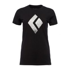Koszulka sportowa damaska Black Diamond CHALKED UP TEE z krótkim rękawem. Czarne bluzki Black Diamond, bez wzorów, bez ramiączek, trekkingowe. Za 73.99 zł.