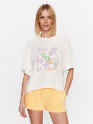 Roxy T-Shirt Sweet Flowers ERJZT05469 Écru Relaxed Fit. T-shirty Roxy, xs, bez wzorów, z bawełny, bez kołnierzyka, bez ramiączek. Za 109.99 zł.