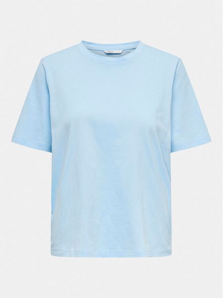 ONLY T-Shirt 15270390 Błękitny Regular Fit. Niebieskie t-shirty Only, xs, bez wzorów, z bawełny, bez kołnierzyka, bez ramiączek. Za 44.99 zł.