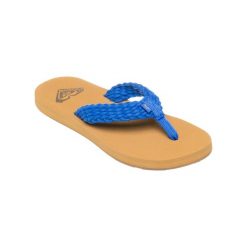 Klapki plażowe dla Kobiety PORTO Niebieski. Niebieskie klapki Roxy, bez wzorów, z bawełny, bez obcasa. Za 139.99 zł.