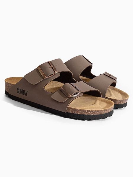 Sunbay Klapki "Balmain" w kolorze szarobrązowym rozmiar: 37. Szare klapki Sunbay, bez wzorów, z otwartym noskiem, bez obcasa. Za 135.81 zł.