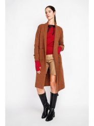 ASSUILI Kardigan w kolorze jasnobrązowym rozmiar: 34. Brązowe kardigany Assuili, bez wzorów, ze splotem. Za 152.99 zł.