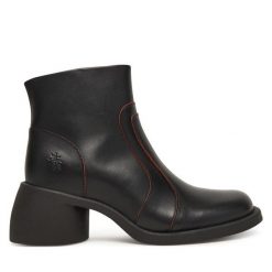 Botki Fly London. Czarne botki Fly London, bez wzorów, bez obcasa, na słupku, bez zapięcia. Za 569.99 zł.
