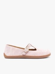 Różowe baleriny barefoot. Czerwone baleriny Ryłko, bez wzorów, ze skóry, z okrągłym noskiem, bez obcasa, na płaskiej podeszwie. Za 399.99 zł.