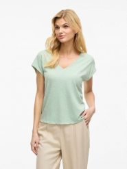 Vila Koszulka w kolorze zielonym rozmiar: XS. Zielone bluzki Vila, s, bez wzorów, z koronki, bez kołnierzyka, bez ramiączek. Za 43.99 zł.