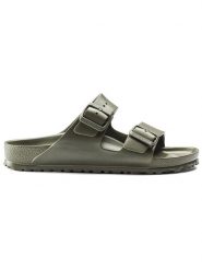 Birkenstock Klapki "Arizona" w kolorze khaki rozmiar: 38. Brązowe klapki Birkenstock, bez wzorów, z otwartym noskiem, bez obcasa. Za 211.45 zł.