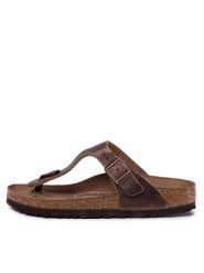 Birkenstock Japonki Gizeh Bs 0943813 Brązowy. Brązowe klapki Birkenstock, bez wzorów, z nubiku, bez obcasa. Za 399.00 zł.