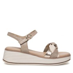 Sandały Lasocki. Brązowe sandały Lasocki, bez wzorów, bez obcasa, na koturnie, bez zapięcia. Za 169.99 zł.