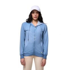 Bluza z kaptur na co dzień na siłownię. Niebieskie bluzy LEONE 1947 APPAREL, bez wzorów, z bawełny, bez kaptura. W wyprzedaży za 191.56 zł.