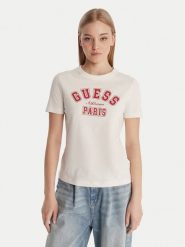 Guess T-Shirt V6RI15 J1314 Biały Regular Fit. Białe t-shirty Guess, xxs, z aplikacjami, z bawełny, bez kołnierzyka, bez ramiączek. Za 179.99 zł.
