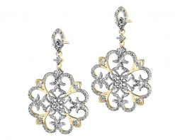 Kolczyki z żółtego złota z diamentami - rozety - 0,33 ct - próba 585. Żółte kolczyki Apart, z diamentem, złote. Za 6,990.00 zł.