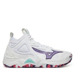 Buty halowe Mizuno. Białe obuwie sportowe Mizuno, bez zapięcia, mizuno wave. Za 479.99 zł.