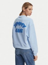 Tommy Jeans Bluza Bubble Logo DW0DW22366 Niebieski jasny Boxy Fit. Niebieskie bluzy Tommy Jeans, l, bez wzorów, z bawełny, bez kaptura. Za 409.99 zł.