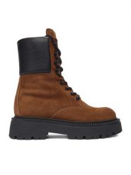 Badura Trapery EO-AMIRA-8002 Brązowy. Brązowe botki Badura, bez wzorów, ze skóry, bez obcasa, bez zapięcia. Za 429.99 zł.