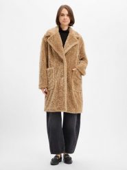 BOSS Orange płaszcz z futra typu teddy Kobiety Sztuczne włókno brązowy, 40. Brązowe płaszcze BOSS Orange, bez wzorów, z włókna, bez kaptura. Za 1,349.95 zł.