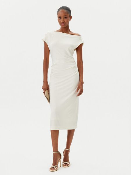 BOSS Sukienka koktajlowa Etrimi2 50540871 Écru Slim Fit. Sukienki Boss, xl, bez wzorów, z wiskozy, wizytowe, bez kołnierzyka, bez ramiączek. Za 629.99 zł.