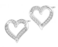 Kolczyki srebrne z diamentami laboratoryjnymi - serca - 0,16 ct. Szare kolczyki Apart, z diamentem, srebrne. Za 869.00 zł.
