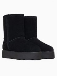 Gooce Skórzane kozaki zimowe "Sawel Waterproof" w kolorze czarnym rozmiar: 40. Czarne kozaki Gooce, na zimę, z materiału, bez obcasa, na platformie, bez zapięcia. Za 282.99 zł.