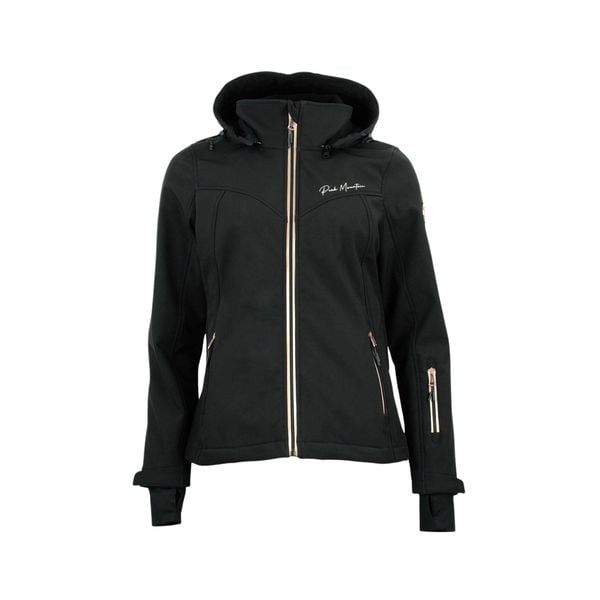 Kurtka damska Peak Mountain Softshell Amaleoff. Czarne kurtki sportowe Peak Mountain, bez wzorów, z softshellu, trekkingowe. W wyprzedaży za 369.50 zł.