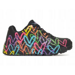 Buty damskie SKECHERS UNO LITE 314064L-BKMT czarne w serca sportowe 39,5. Czarne obuwie sportowe Skechers, bez zapięcia, trekkingowe, Skechers Sport. Za 279.00 zł.
