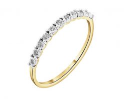 Pierścionek z żółtego i białego złota z diamentami - 0,04 ct - próba 375. Białe pierścionki Apart, z diamentem, złote. Za 1,190.00 zł.