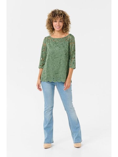 Cream Bluzka w kolorze zielonym rozmiar: XL. Zielone bluzki Cream, xl, bez wzorów, z koronki, bez kołnierzyka, bez ramiączek. Za 101.23 zł.