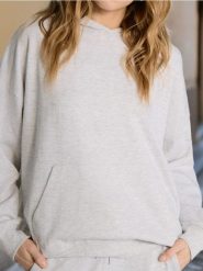 Bluza hoodie z kieszenią - szary. Szare bluzy Sinsay, l, bez wzorów, z dzianiny, bez kaptura. W wyprzedaży za 19.99 zł.