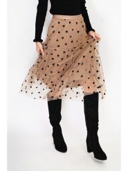 ASSUILI Spódnica w kolorze jasnobrązowym rozmiar: 36. Brązowe spódnice Assuili, bez wzorów, z tiulu, klasyczne, midi. Za 113.90 zł.