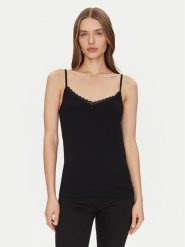 Triumph Top Feel Of Cotton 10224994 Czarny Slim Fit. Czarne topy Triumph, bez wzorów, z bawełny, bez kołnierzyka, bez ramiączek. Za 56.00 zł.