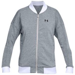 Bluza funkcyjna w kolorze szaro-białym. Białe bluzy sportowe Under Armour, xs, bez wzorów, z materiału, bez kaptura. W wyprzedaży za 189.95 zł.