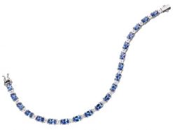 Bransoletka z białego złota z brylantami i tanzanitami - 18 cm - próba 585. Białe bransoletki Apart, z brylantem, złote. Za 25,990.00 zł.
